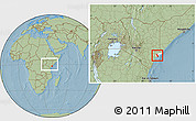 Savanna Style Location Map of MPEKETONI, highlighted parent region, within the entire country, hill shading