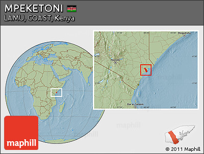 Savanna Style Location Map of MPEKETONI, hill shading