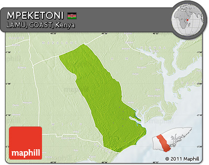 Physical Map of MPEKETONI, lighten
