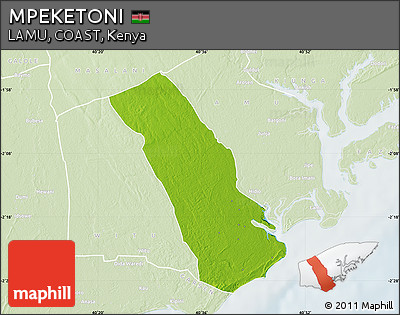 Physical Map of MPEKETONI, lighten