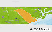 Political Panoramic Map of MPEKETONI, physical outside