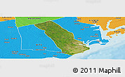 Satellite Panoramic Map of MPEKETONI, political outside