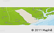 Shaded Relief Panoramic Map of MPEKETONI, physical outside