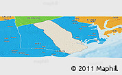 Shaded Relief Panoramic Map of MPEKETONI, political outside