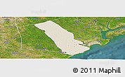 Shaded Relief Panoramic Map of MPEKETONI, satellite outside