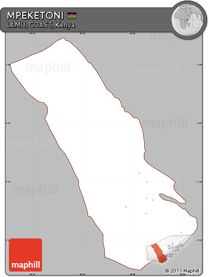 Gray Simple Map of MPEKETONI, cropped outside