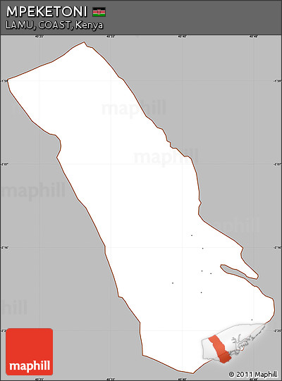 Gray Simple Map of MPEKETONI, cropped outside