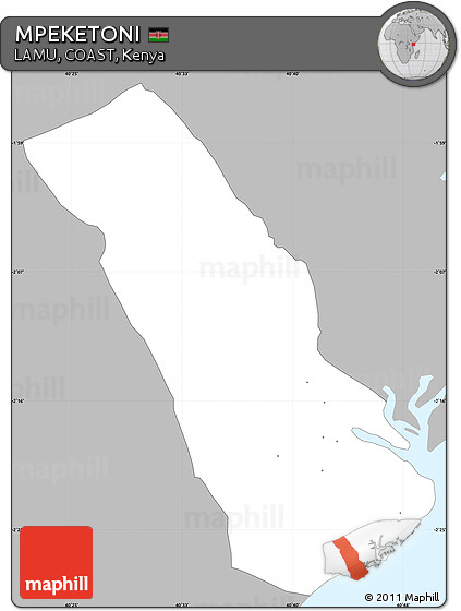 Gray Simple Map of MPEKETONI, single color outside