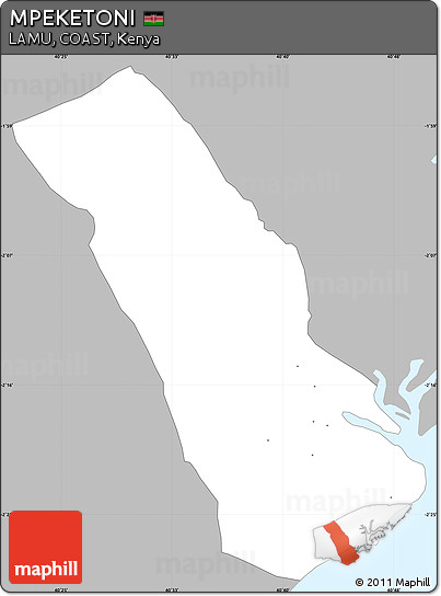 Gray Simple Map of MPEKETONI, single color outside