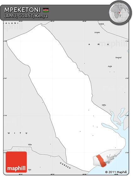 Silver Style Simple Map of MPEKETONI