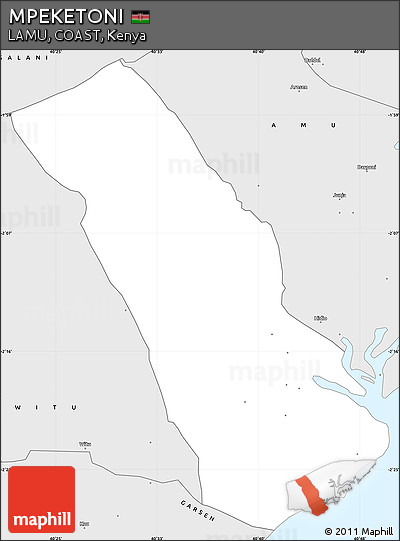 Silver Style Simple Map of MPEKETONI