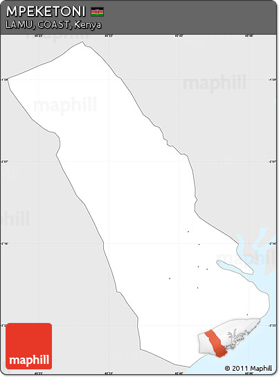 Silver Style Simple Map of MPEKETONI, single color outside