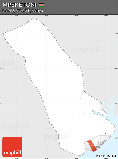 Silver Style Simple Map of MPEKETONI, single color outside