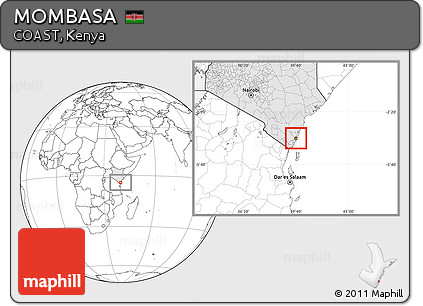 Blank Location Map of MOMBASA, highlighted country