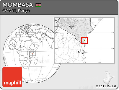 Blank Location Map of MOMBASA, highlighted country