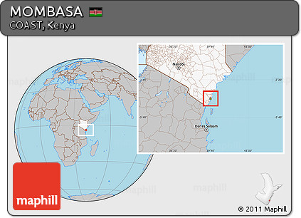 Gray Location Map of MOMBASA, highlighted country