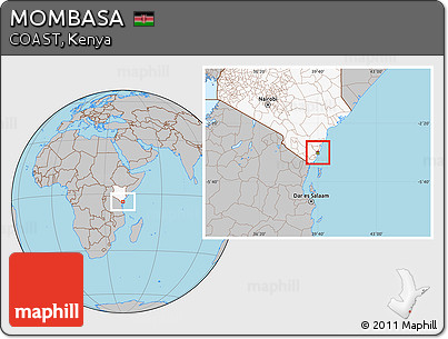 Gray Location Map of MOMBASA, highlighted country