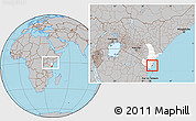 Gray Location Map of MOMBASA, highlighted parent region, within the entire country