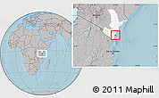 Gray Location Map of MOMBASA, highlighted parent region, hill shading