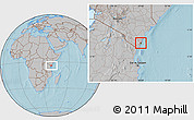 Gray Location Map of MOMBASA, hill shading