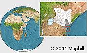 Satellite Location Map of MOMBASA, highlighted country, highlighted parent region, within the entire country