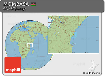 Savanna Style Location Map of MOMBASA