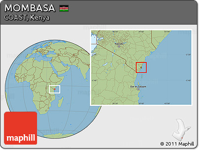 Savanna Style Location Map of MOMBASA