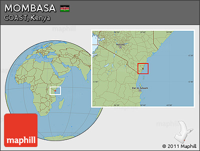 Savanna Style Location Map of MOMBASA