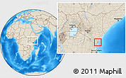 Shaded Relief Location Map of MOMBASA, within the entire country
