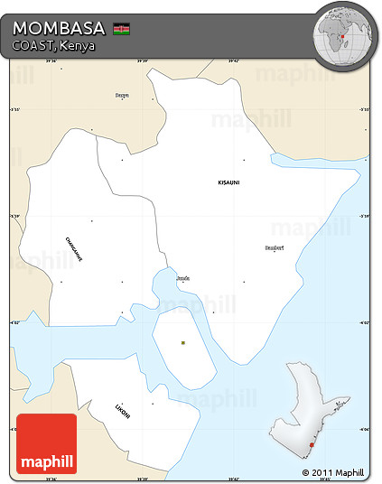 Classic Style Simple Map of MOMBASA