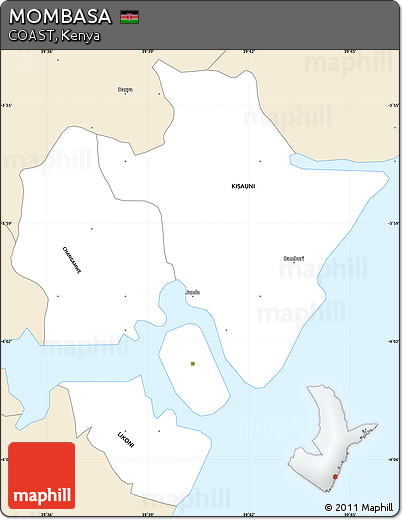 Classic Style Simple Map of MOMBASA