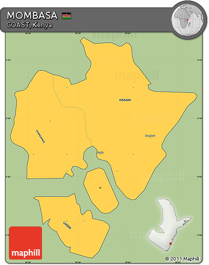Savanna Style Simple Map of MOMBASA, cropped outside