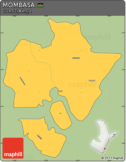 Savanna Style Simple Map of MOMBASA, cropped outside