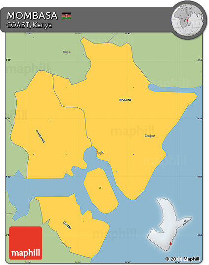 Savanna Style Simple Map of MOMBASA