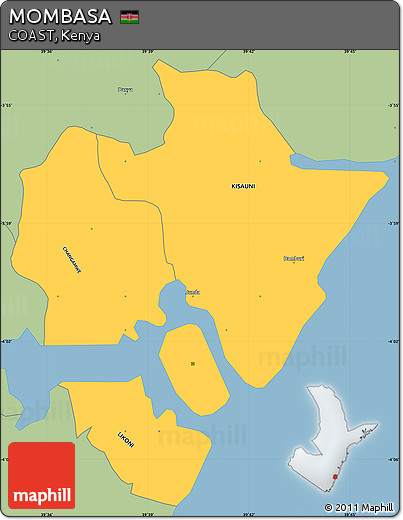 Savanna Style Simple Map of MOMBASA