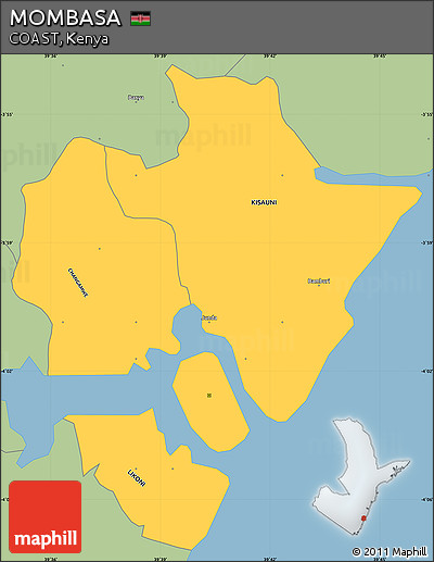 Savanna Style Simple Map of MOMBASA
