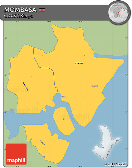 Savanna Style Simple Map of MOMBASA, single color outside