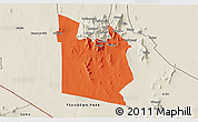 Political 3D Map of MWATATE, shaded relief outside