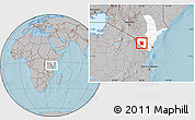 Gray Location Map of MWATATE, highlighted grandparent region, hill shading