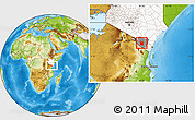 Physical Location Map of MWATATE, highlighted country, highlighted parent region
