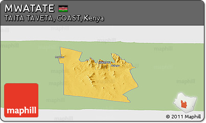 Savanna Style Panoramic Map of MWATATE, single color outside
