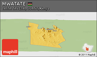 Savanna Style Panoramic Map of MWATATE, single color outside