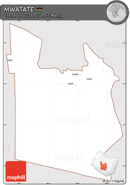 Classic Style Simple Map of MWATATE, cropped outside