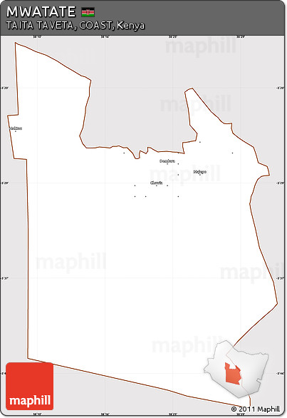 Classic Style Simple Map of MWATATE, cropped outside