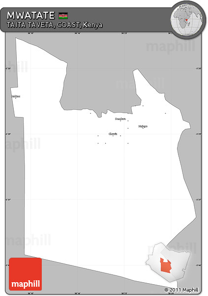 Gray Simple Map of MWATATE, single color outside