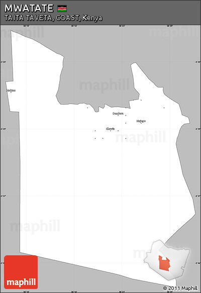 Gray Simple Map of MWATATE, single color outside