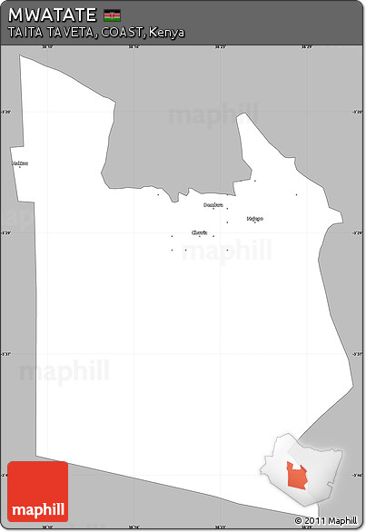 Gray Simple Map of MWATATE, single color outside