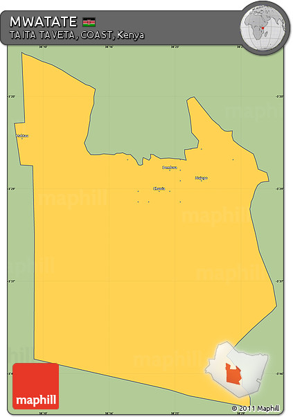 Savanna Style Simple Map of MWATATE, cropped outside