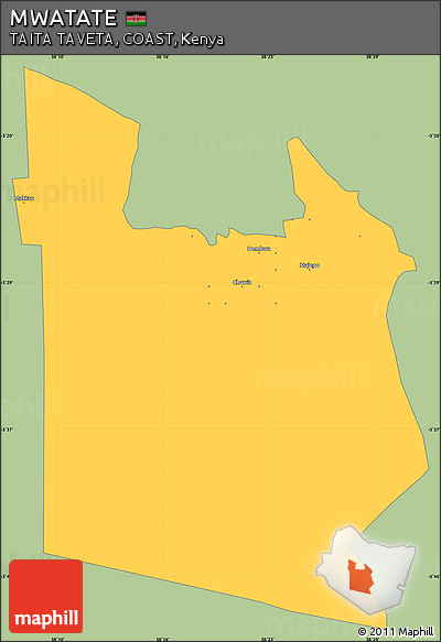 Savanna Style Simple Map of MWATATE, single color outside