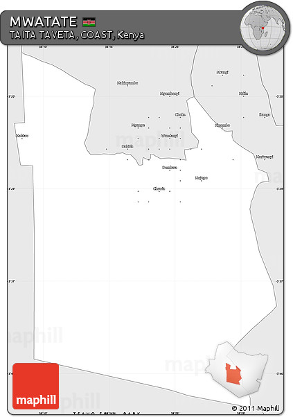 Silver Style Simple Map of MWATATE